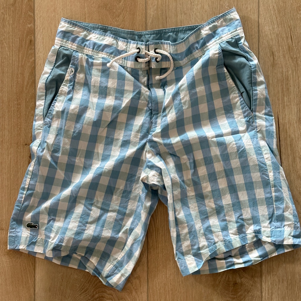 Brand New Gingham Lacoste Swim Trunks Size 3